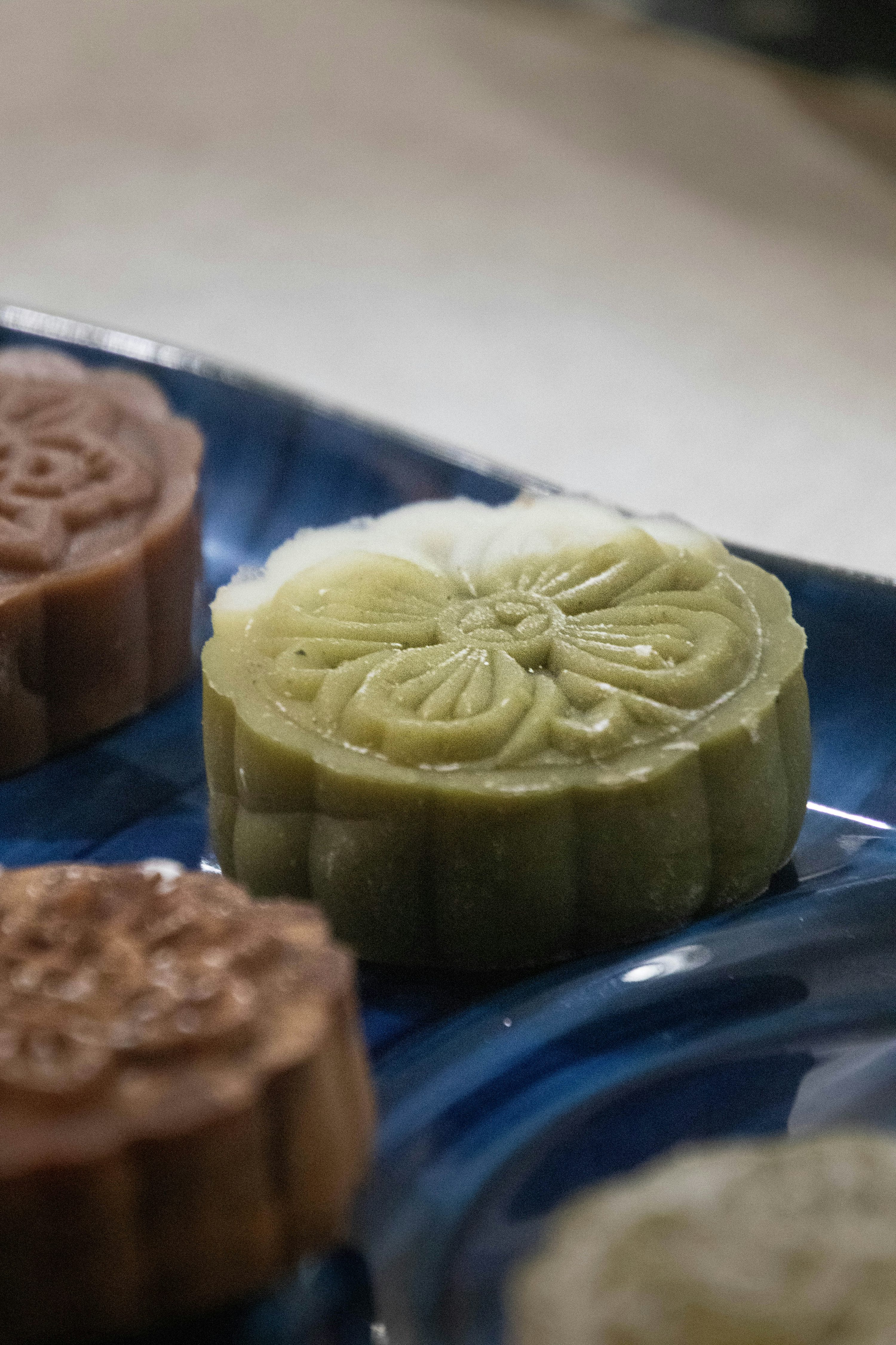 Pandan Coconut Bombolini with green pandan cream