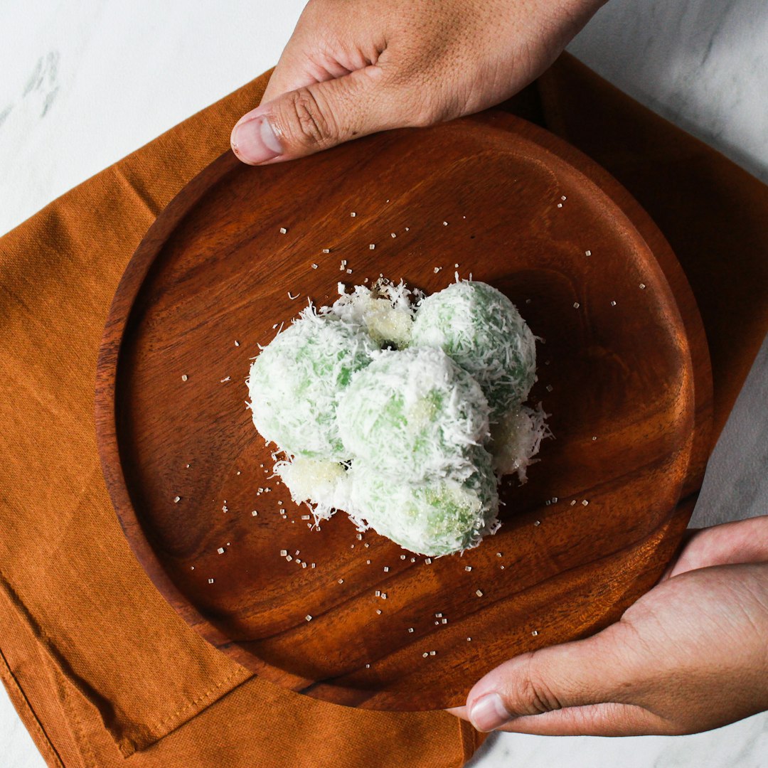 Kaya bombolini with green coconut jam filling