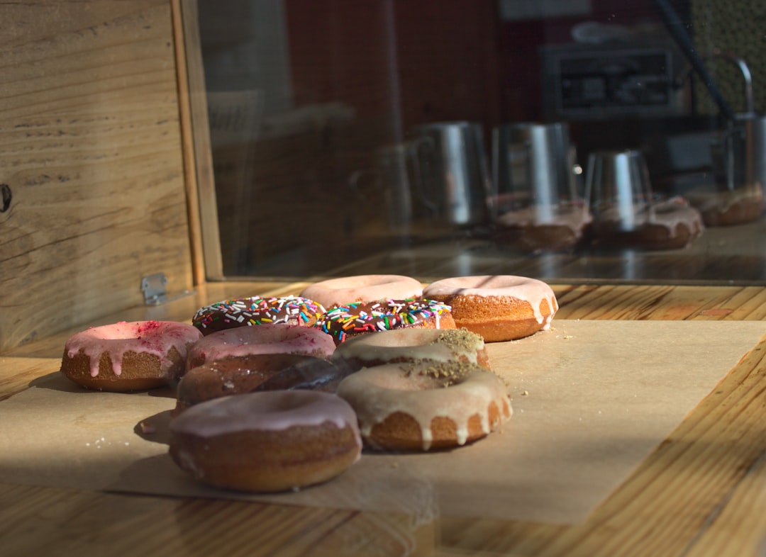 Doughnut boxes arranged for a celebration with confetti decorations