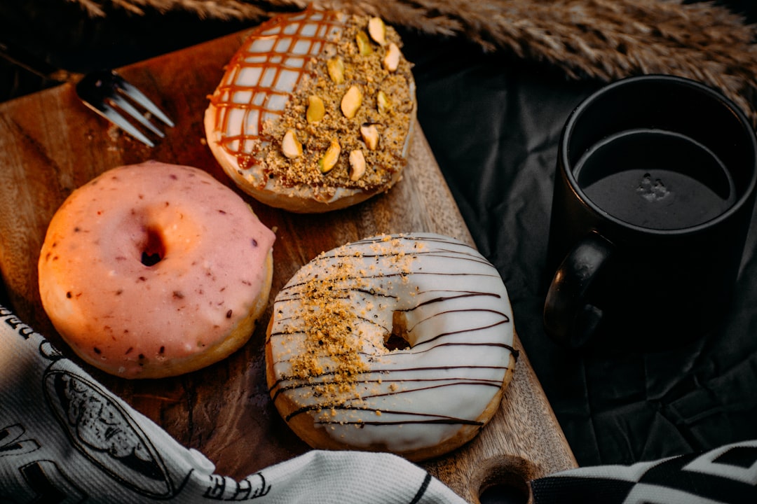 Corporate catering spread of assorted doughnuts in an office setting